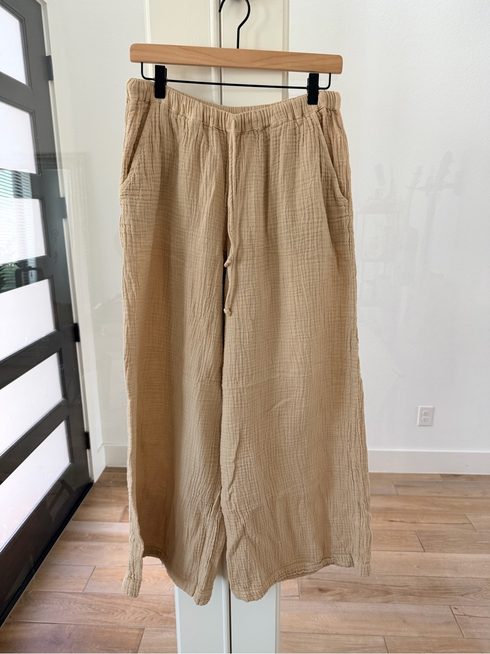 Honest Cotton Wide Leg Pants in Ecru Beige